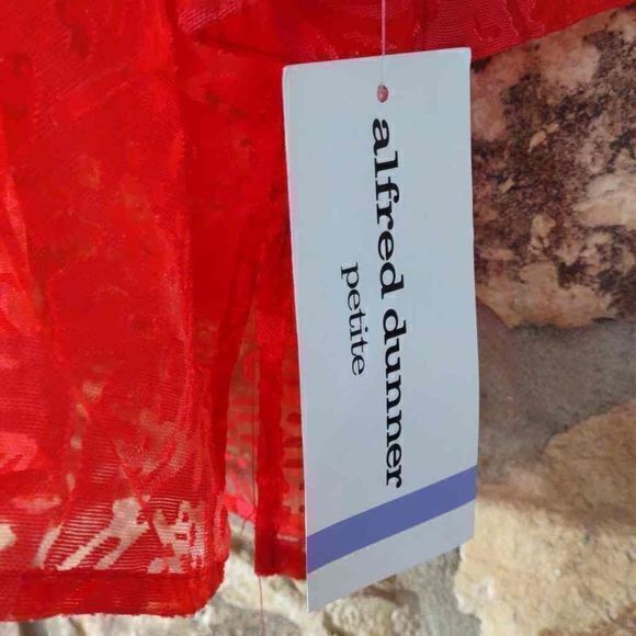 Alfred Dunner Petites Sheer Persimmon Lace Button Up Sz 18P - Picture 10 of 14